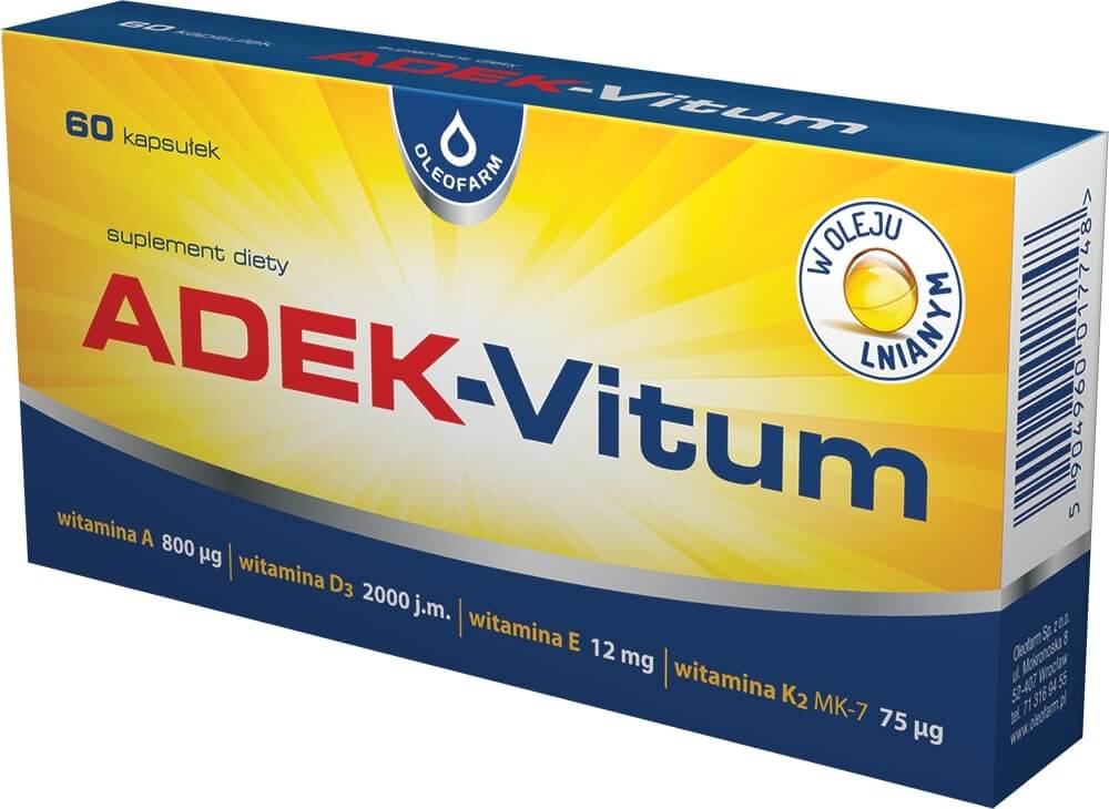 ADEK-Vitum, kapsułki z witaminami: A, D, E, K, 60 szt.