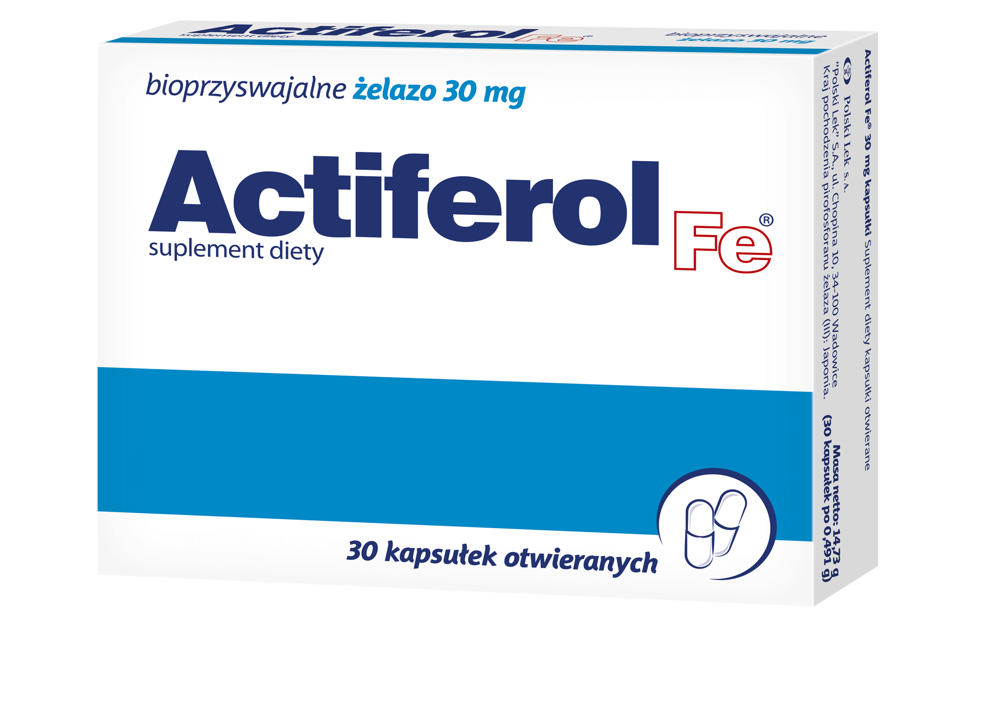 Actiferol Fe , kapsułki ze składnikami uzupełniającymi codzienną dietę w żelazo, 30 szt.