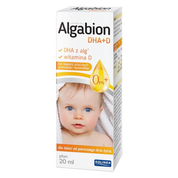 Algabion DHA+D , płyn z witaminą D i DHA do stosowania od pierwszych dni życia, 20 ml