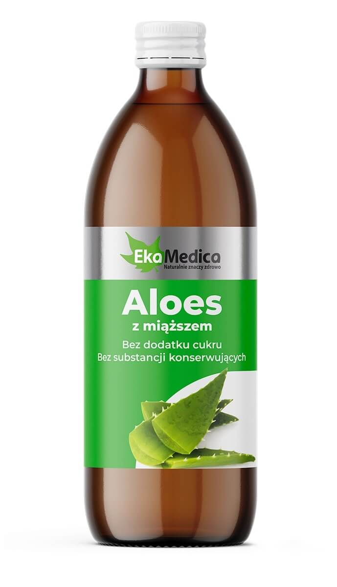 EkaMedica Aloes z miąższem, płyn bez dodatku cukru i substancji konserwujących, 500 ml
