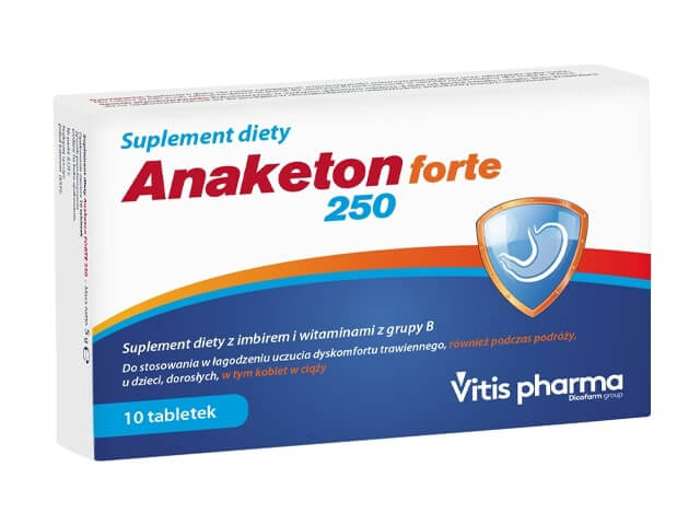 Anaketon Forte tabletki z imbirem i witaminami z grupy B, 10 szt.