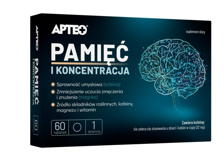 Pamięć i koncentracja APTEO kapsułki ze składnikami wspierającymi pamięć i koncentrajce, 60 szt.