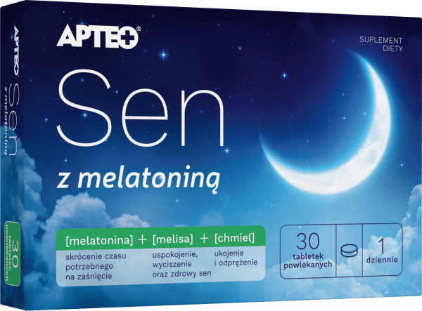 Sen APTEO, tabletki powlekane z malatoniną ułatwiające zasypianie, 30 szt.