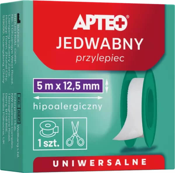 Przylepiec Jedwabny APTEO,  5 m x 12,5 mm, 1 szt.