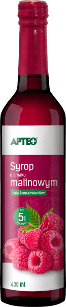 Syrop o smaku malinowym APTEO bez konserwantów, 430 ml