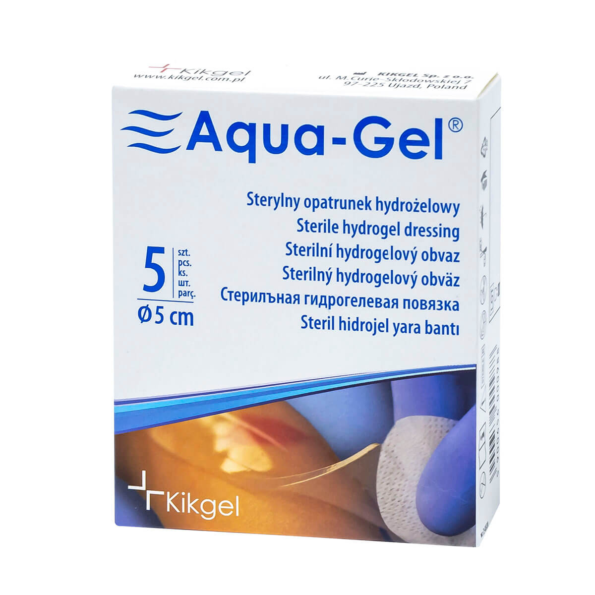 Aqua-Gel, sterylny opatrunek hydrożelowy o średnicy 5 cm, 5 szt.