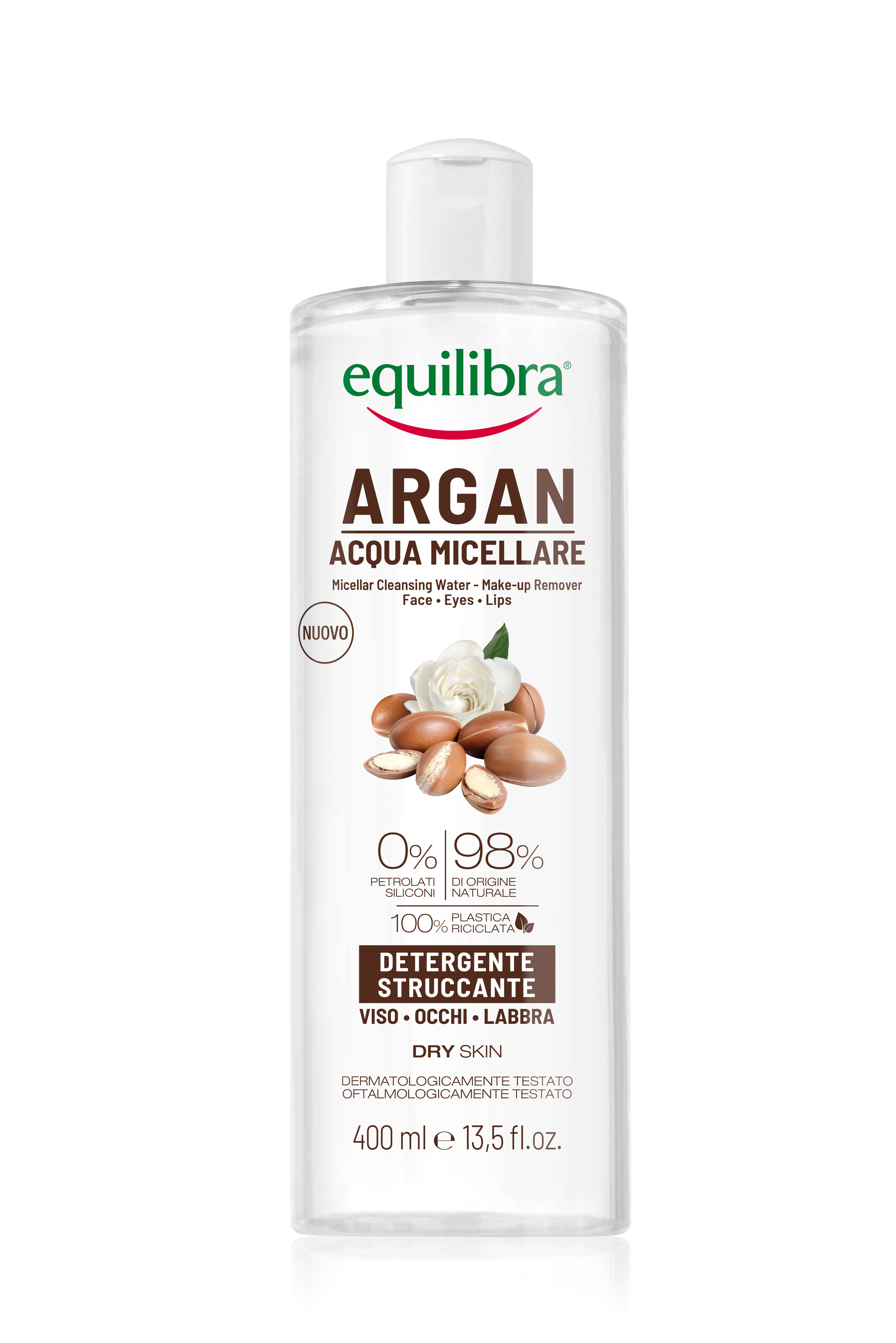 Equilibra Argan, płyn miceralny do oczyszczania twarzy, 400 ml