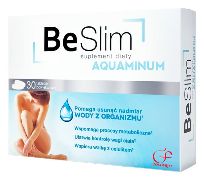 Be Slim Aquaminum , tabletki ze składnikami pomagającymi usunąć nadmiar wody z organizmu, 30 szt.