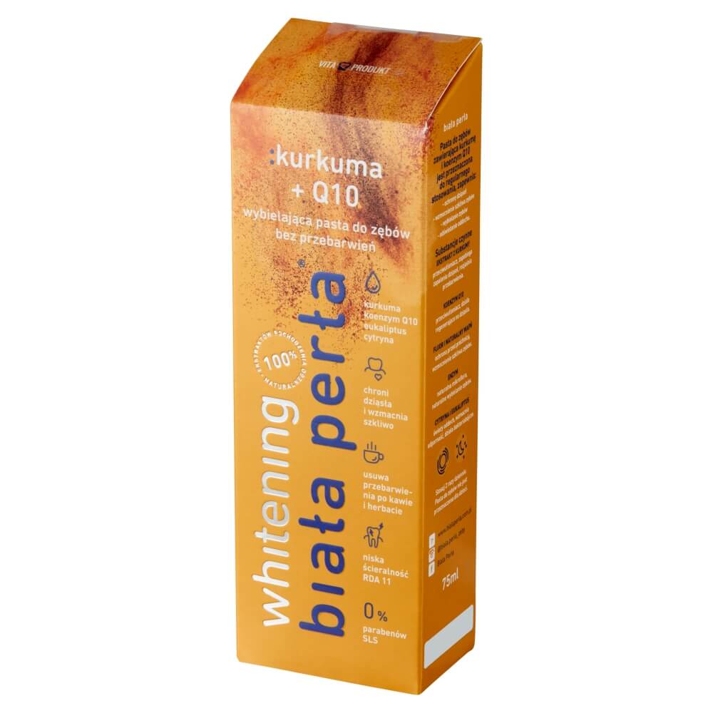 Biała Perła Kurkuma+Q10 , pasta do zębów wybielająca, 75 ml