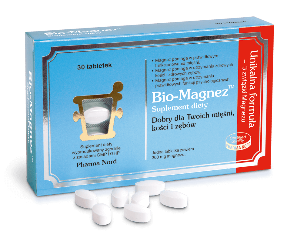 Bio-Magnez , tabletki ze składnikami wspierającymi mięśnie, kości i zęby, 30 szt.