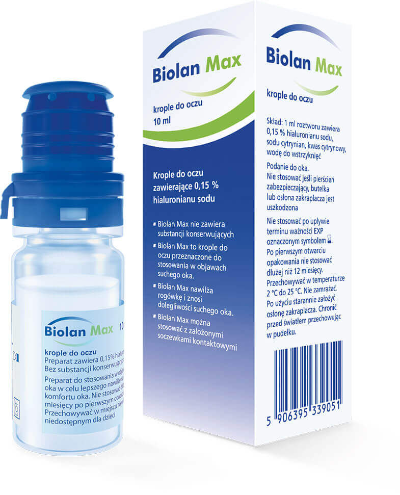 Biolan Max, krople do oczu, łagodzące objawy suchego oka, 10 ml
