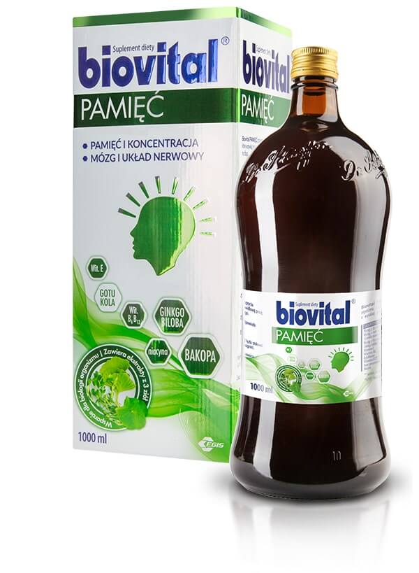 Biovital Pamięć, płyn z ekstraktami roślinnymi i witaminami, 1l