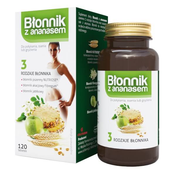 Błonnik z ananasem , tabletki do ssania z trzema rodzajami błonnika, 120 szt.