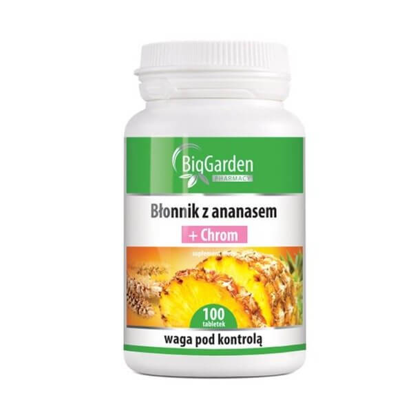 Błonnik z ananasem + chrom tabletki ze składnikami wspierającymi kontrolowanie wagi, 100 szt.