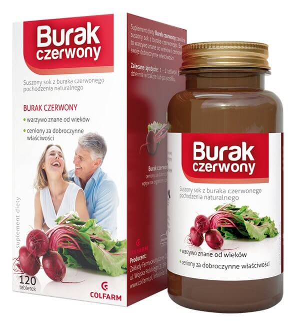 Burak czerwony , tabletki ze składnikiem na wzmocnienie i odżywienie organizmu, 120 szt.