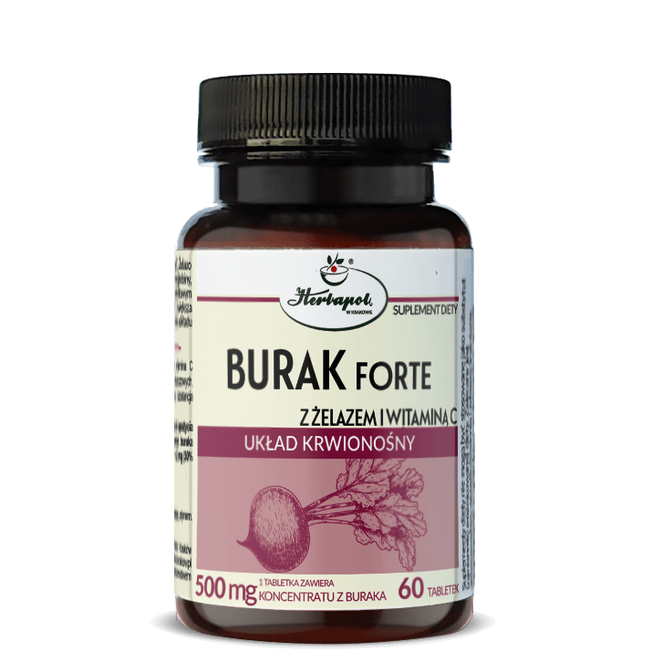 Burak Forte, tabletki z żelazem i witaminą C, 60 szt.