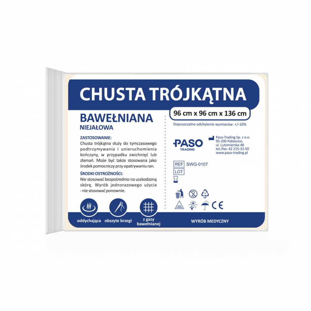 Chusta Trójkątna bawełniana niejałowa 96 x 96 x 136 cm, 1 szt.