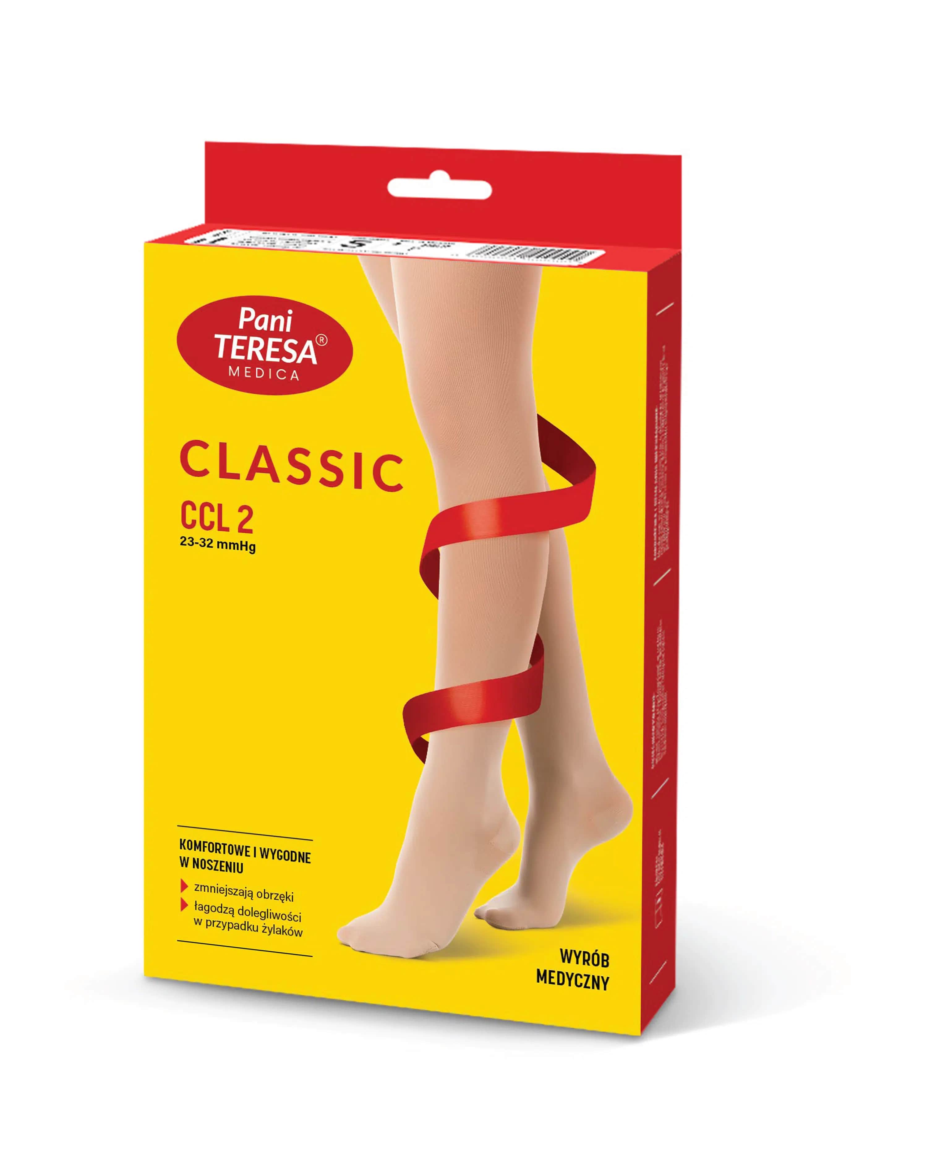 Pani Teresa Classic , podkolanówki uciskowe, CCL 2, kolor jasny beż, rozmiar L, para