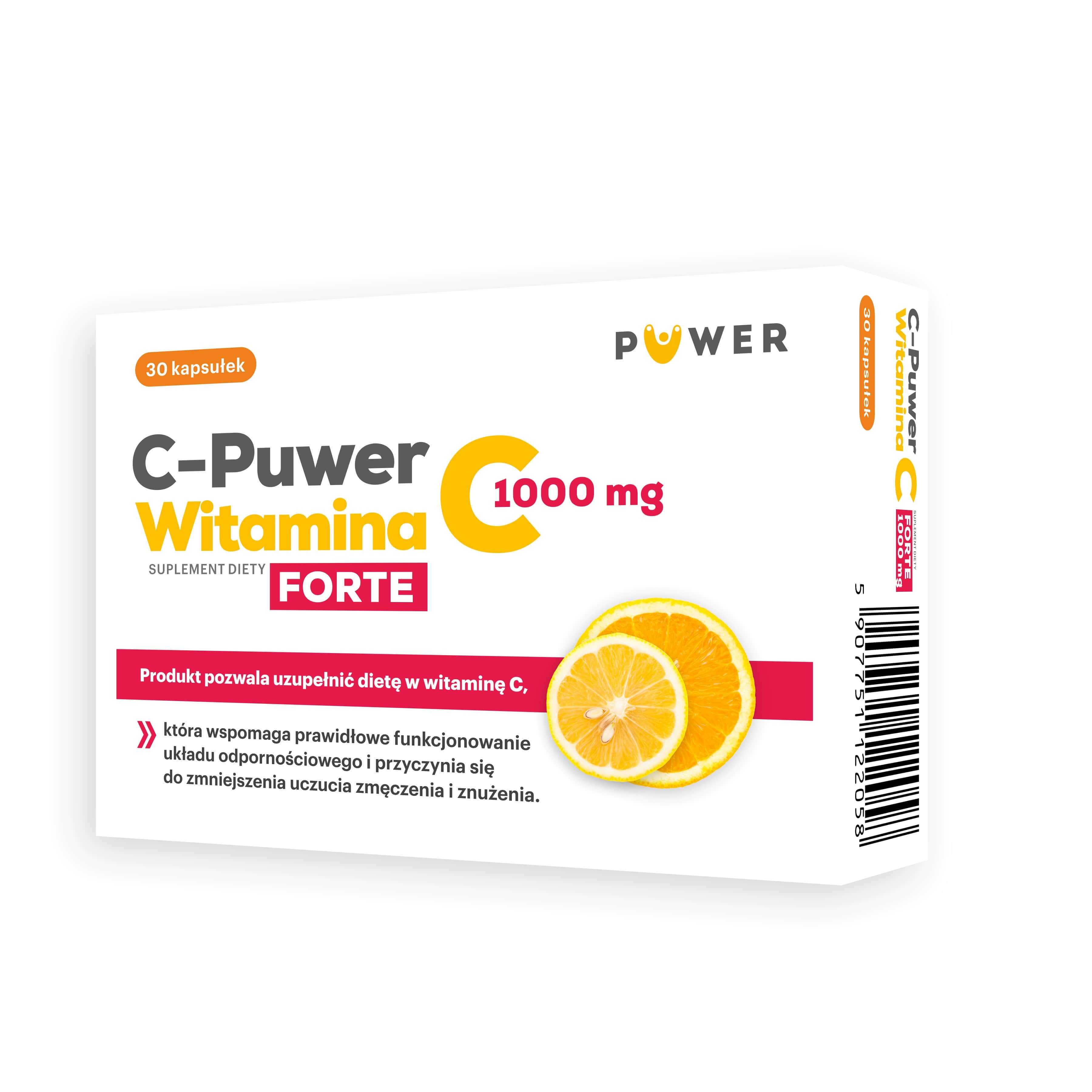 C-Puwer Witamina C Forte 1000 mg, kapsułki zawierające wit. C, 30 szt.