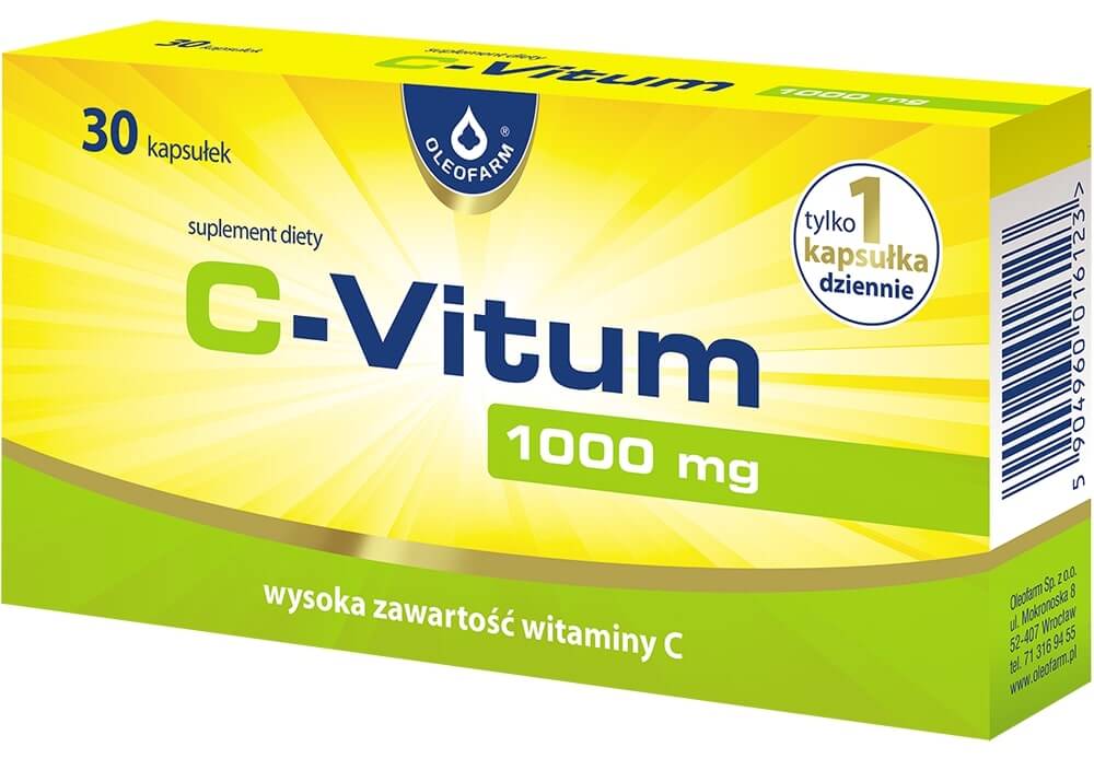 C-Vitum 1000, kapsułki ze składnikami pomagającymi uzupełnić dietę w witaminę C, 30 szt.