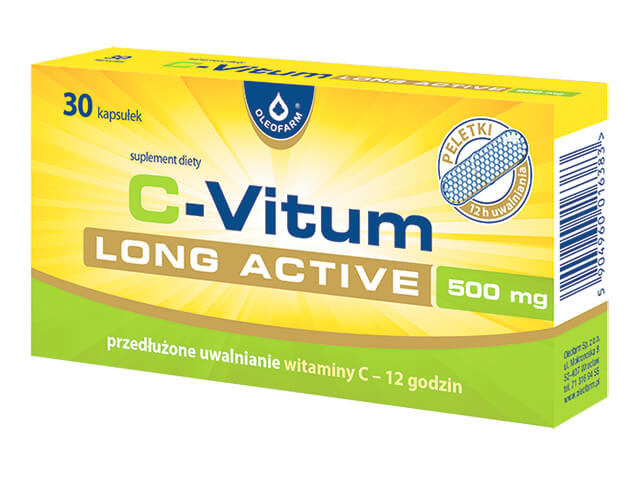 C-Vitum Long Active, kapsułki z witaminą C o przedłużonym uwalnianiu, 30 szt.