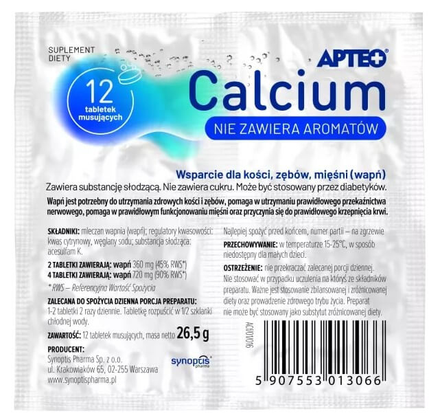 Calcium APTEO, tabletki musujące zawierające wapń, 12 szt.