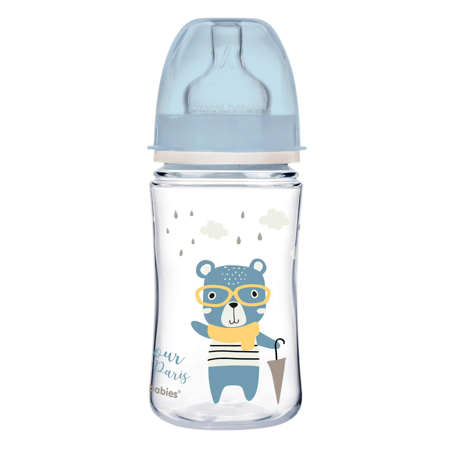 Canpol Babies, butelka szeroka antykolkowa niebieska o pojemności 240 ml, (35/232_blu), 1 szt.