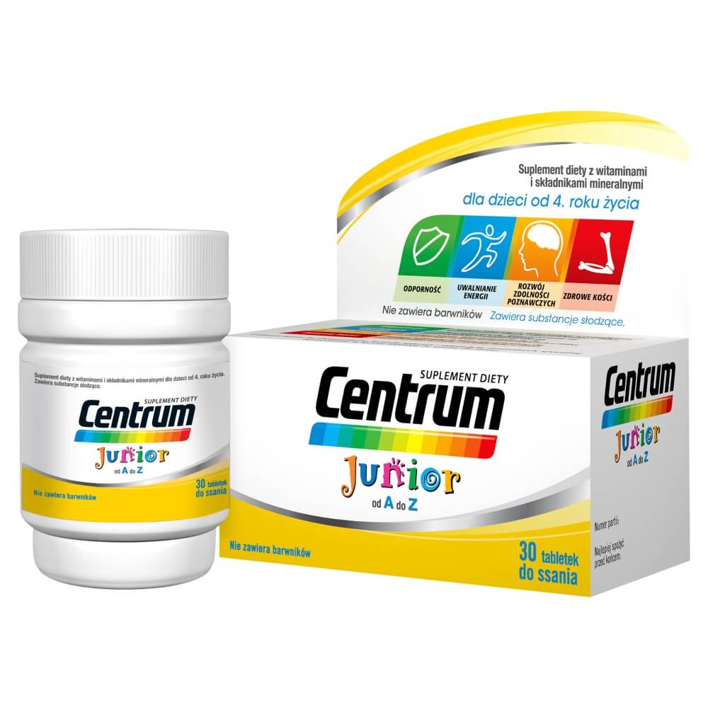 Centrum Junior, tabletki do ssania z witaminami i minerałami dla dzieci, 30 szt.