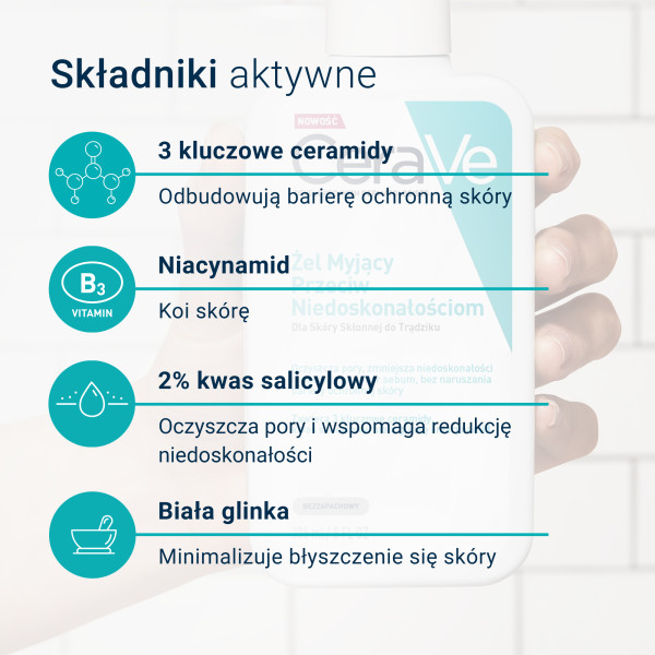 CeraVe, żel myjący przeciw niedoskonałościom, 236 ml