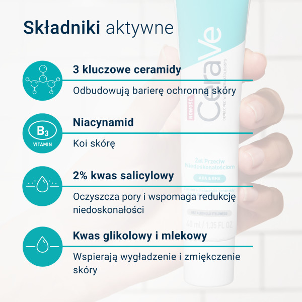 CeraVe Żel Przeciw Niedoskonałościom, Dla Skóry Skłonnej do Trądziku, 40 ml