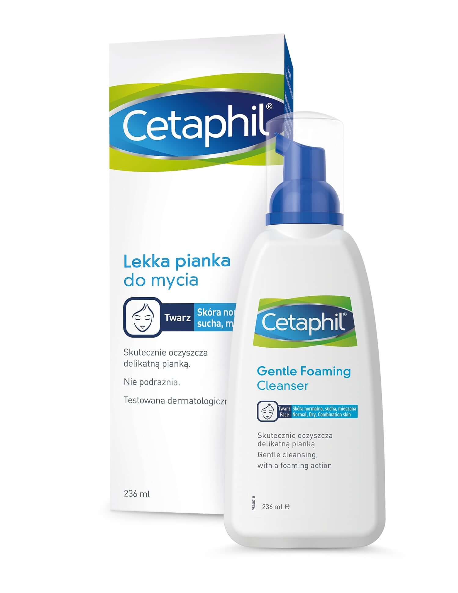 Cetaphil, lekka pianka do mycia twarzy z pompką, 236 ml