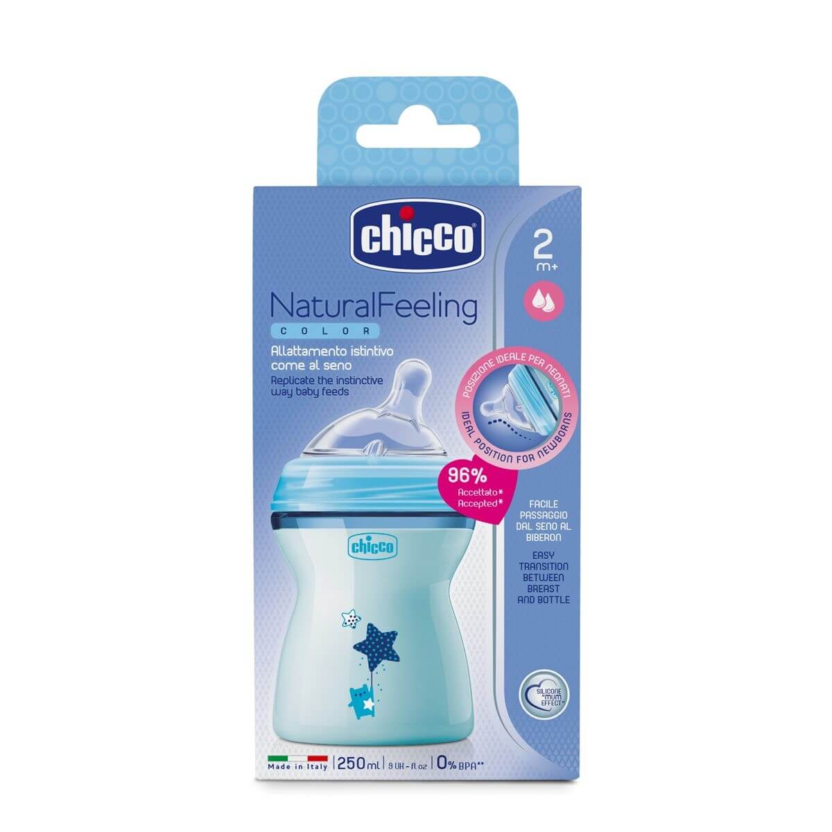 Chicco Butelka Natural Feeling do karmienia o pojemności 250 ml, 1 szt. 