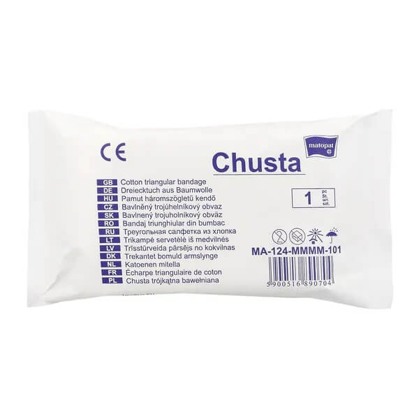 Chusta trójkątna bawełniana do unieruchomienia kończyny w przypadku zwichnięć, złamań, 1 szt.