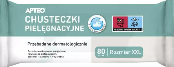 Chusteczki pielęgnacyjne APTEO  , do codziennej higieny XXL , 80 szt.
