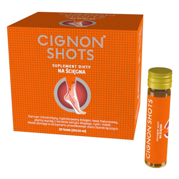 Cignon Shots, płyn ze składnikami wspomagającymi prawidłowe funkcjonowanie ścięgien, 20 fiolek po 10 ml