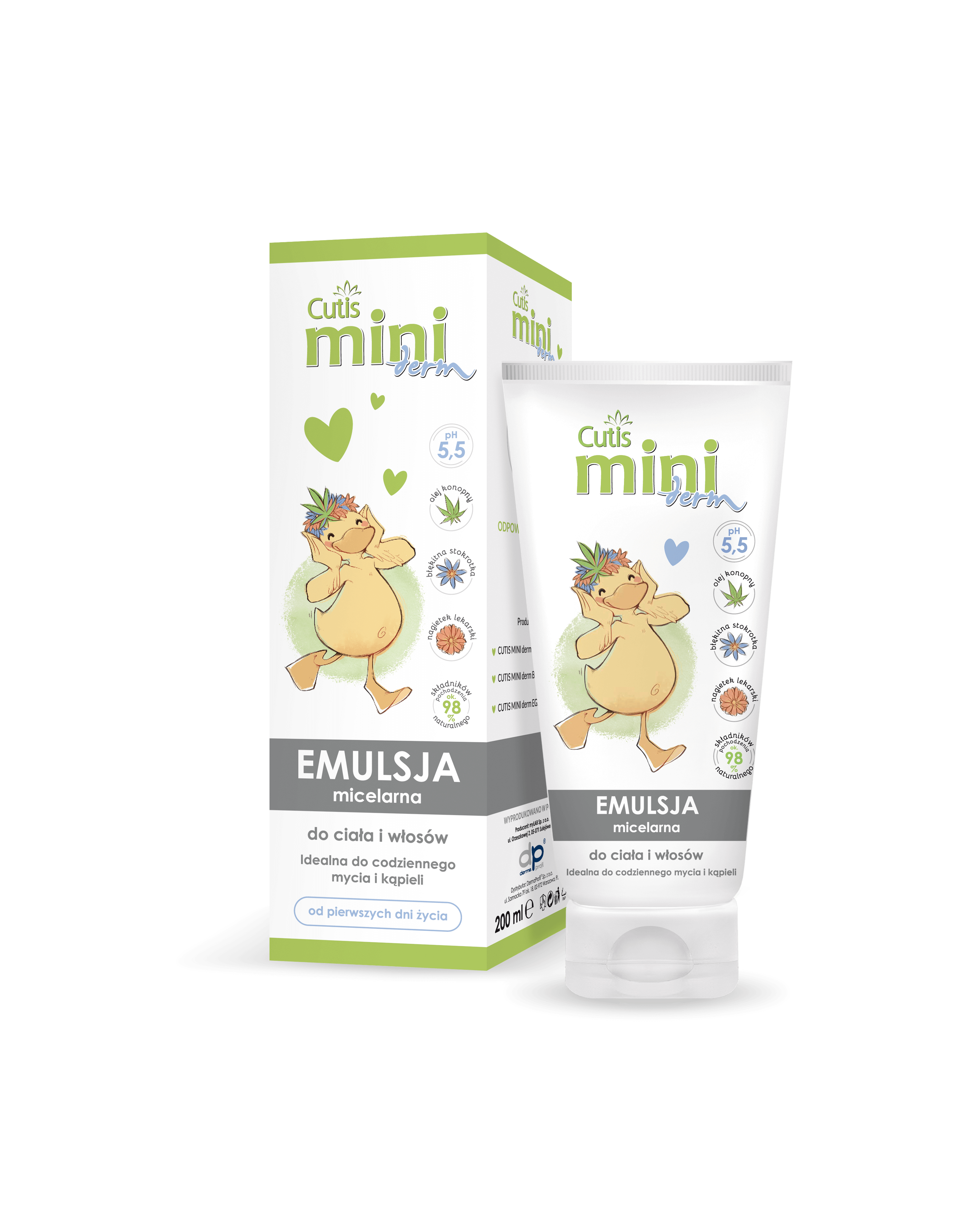 Cutis Mini Derm, emulsja micelarna do mycia ciała, 200 ml