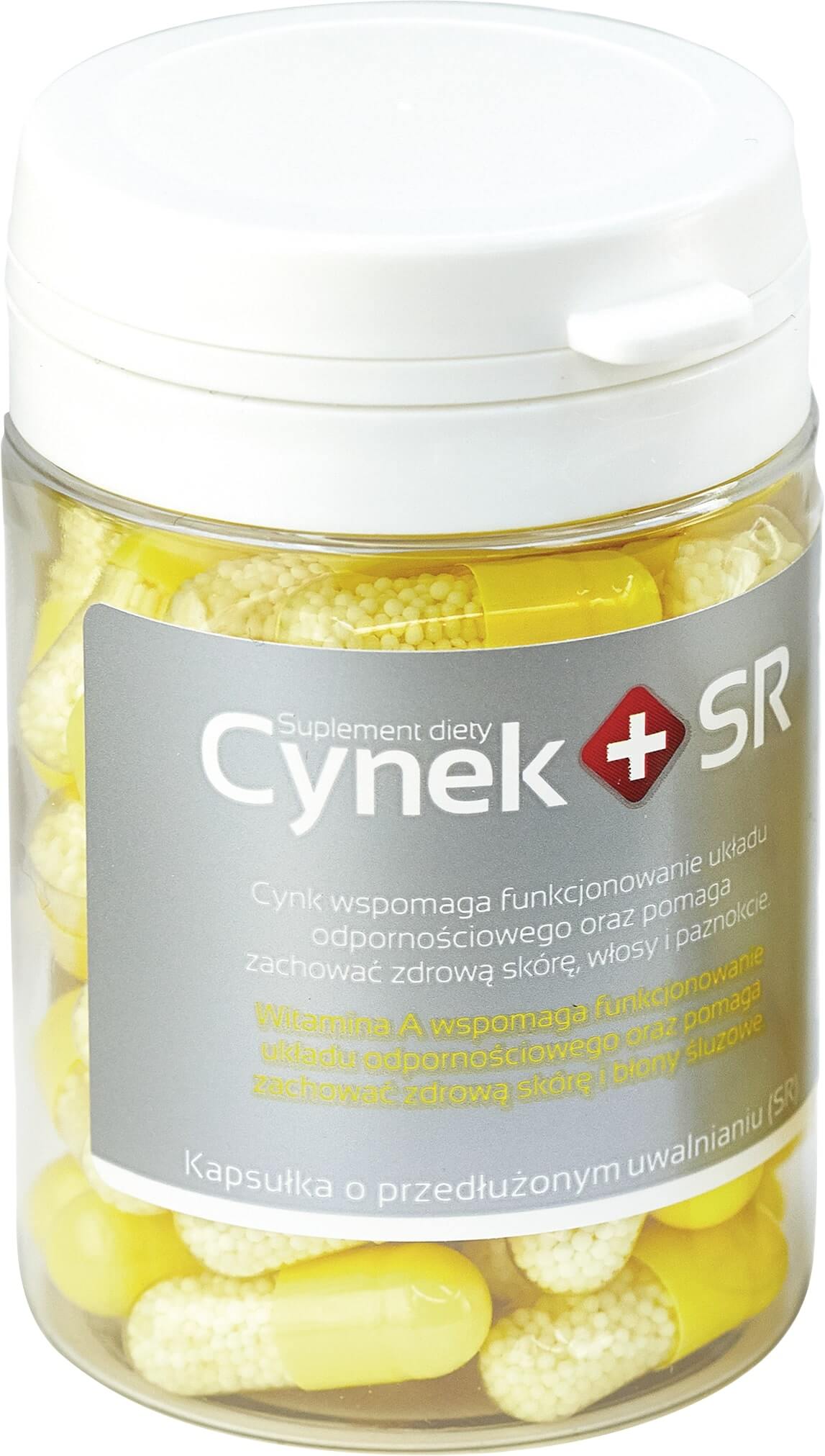 Cynek+SR, kapsułki twarde ze składnikami pomagającymi uzupełnić dietę w cynk, 50 szt.