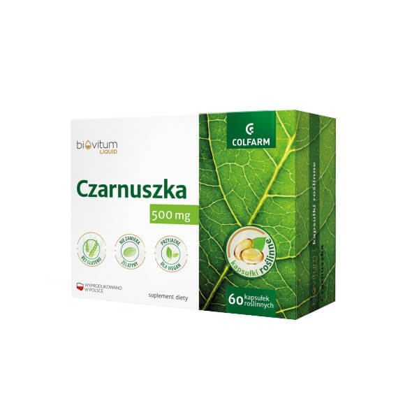 Biovitum Liquid Czarnuszka, kapsułki ze składnikami wspomagającymi utrzymanie prawidłowego poziomu glukozy i cholesterolu we krwi, 60 szt.