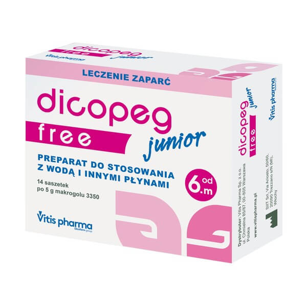 Dicopeg Junior Free , proszek w saszetkach na zaparcia dla dzieci, 14 szt.