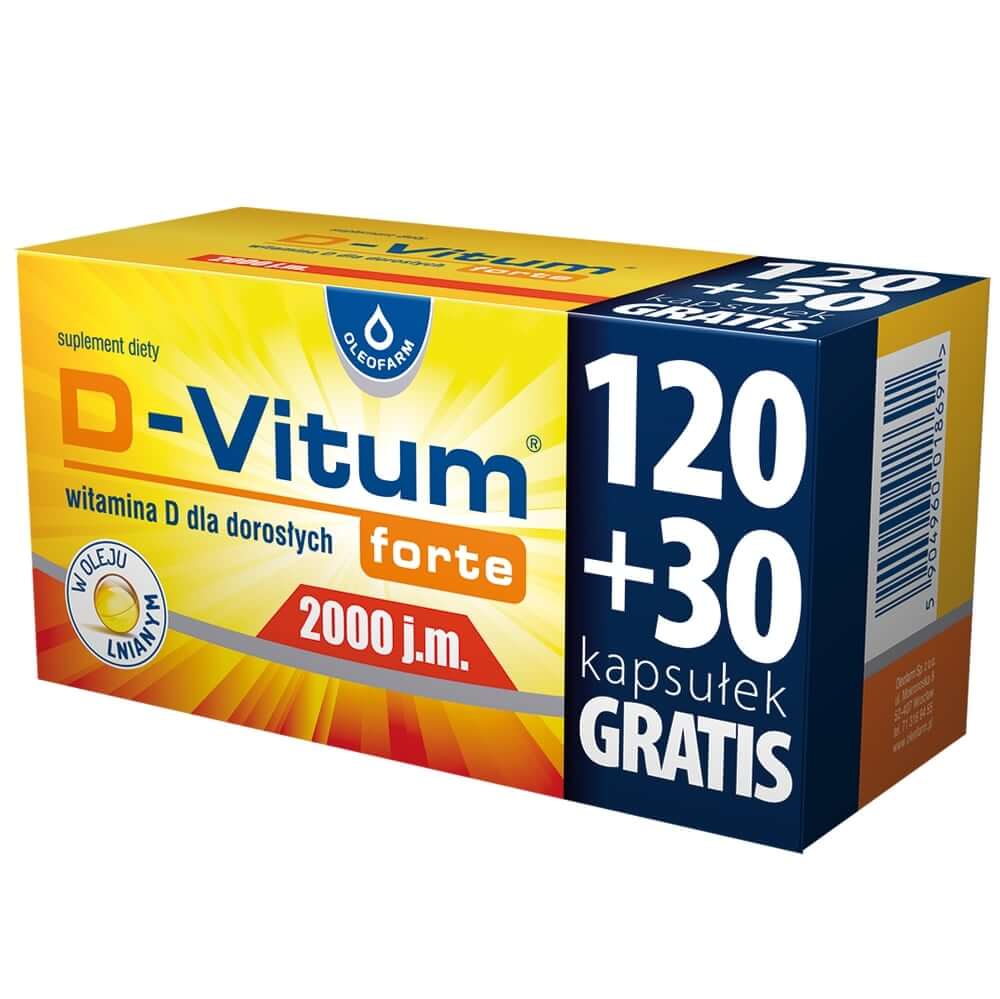 D-Vitum forte 2000 j.m., kapsułki z witaminą D, 150 szt.