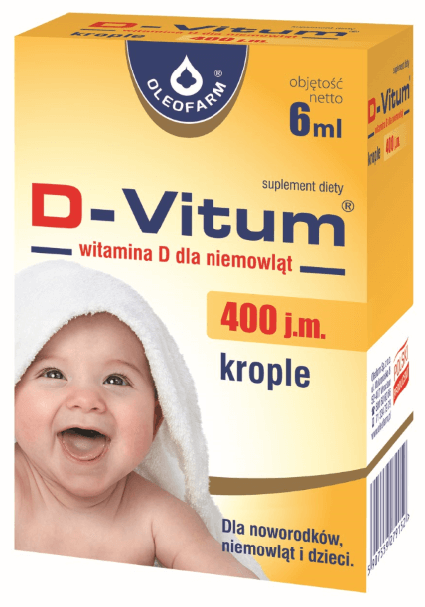 D-Vitum dla niemowląt, krople ze składnikami wspierającymi odporność, 6 ml