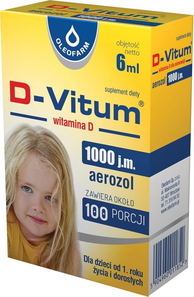 D-Vitum witamina D 1000 j.m., płyn z witaminami D dla dorosłych i dzieci, 6  ml