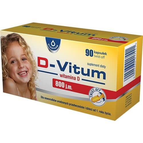 D-Vitum 800 j.m. kapsułki twist-off z witaminą D dla dzieci, 90 szt.