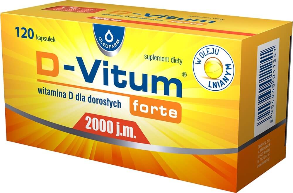 D-Vitum forte 2000 j.m., tabletki z witaminą D, 120 szt.