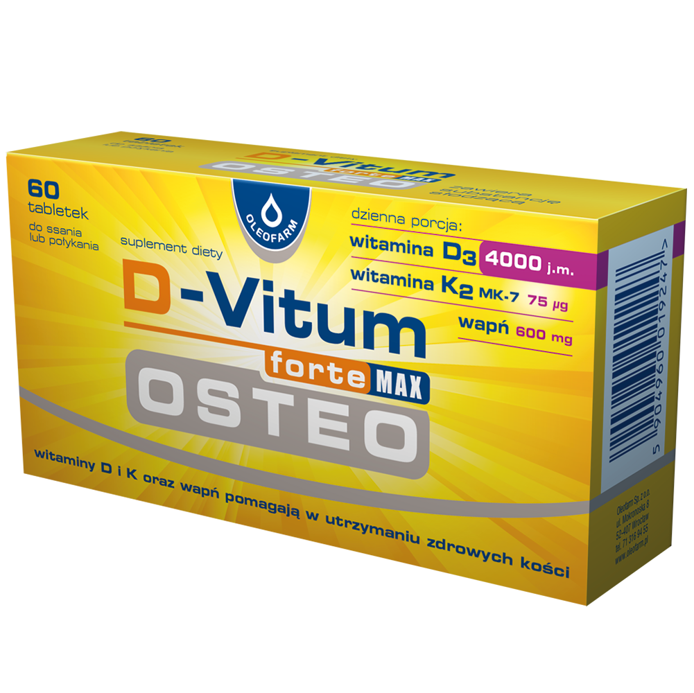 D-Vitum Forte MAX OSTEO, tabletki dla osób starszych, 60 szt. KRÓTKA DATA 30.09.2024