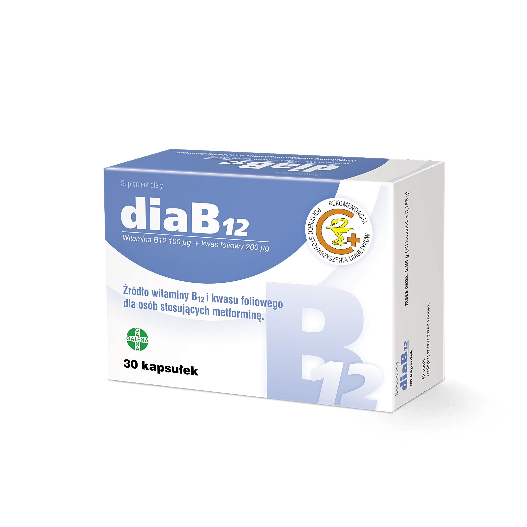 DiaB12 kapsułki z kwasem foliowym i witaminą B12, 30 szt.
