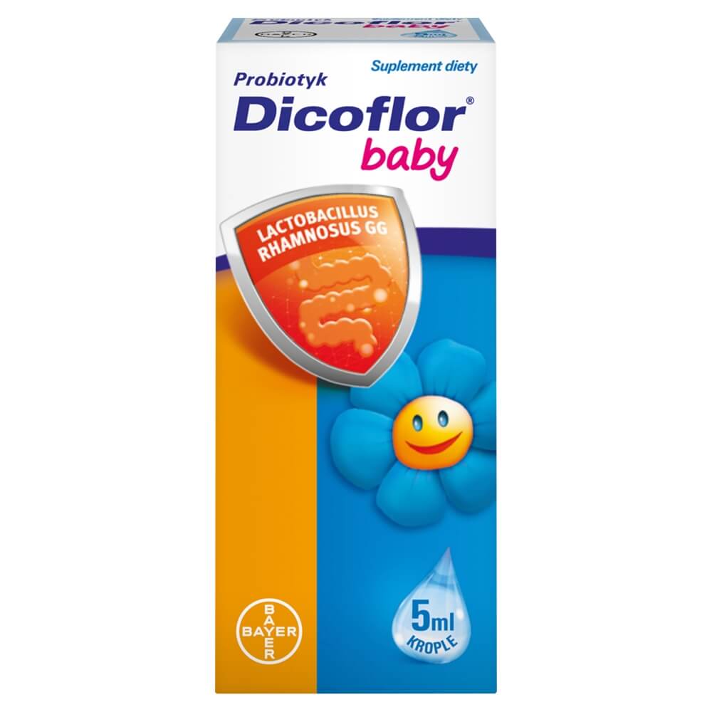 Dicoflor baby, krople probiotyczne ze składnikami wspierającymi mikroflorę jelitową, 5 ml