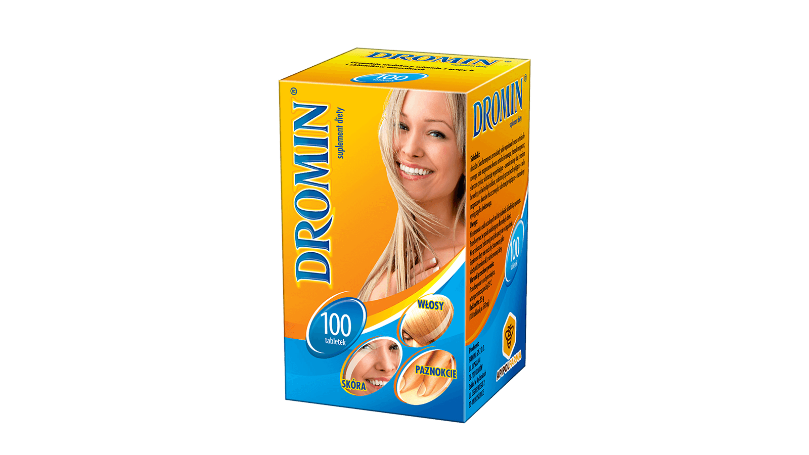 Dromin, tabletki ze składnikami wzmacniającymi włosy, skórę i paznokcie, 100 szt.