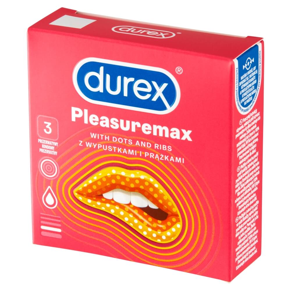 Durex PleasureMax, prezerwatywy ze zwiększoną ilością lubrykantu, 3 szt.