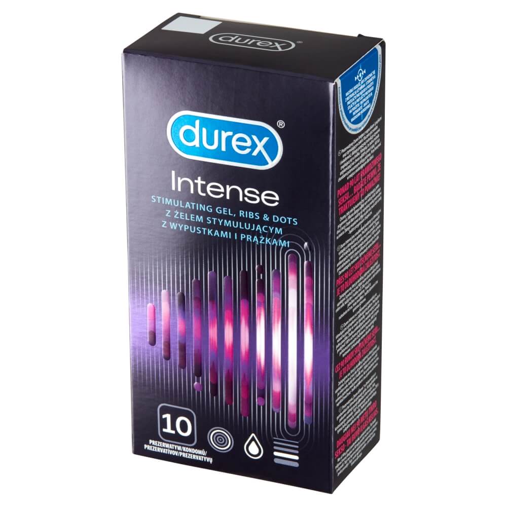 Durex Intense, prezerwatywy nielateksowe pokryte lubrykantem, 10 szt.